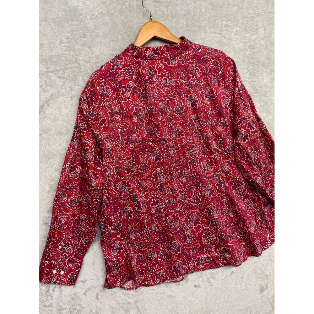 Chaps LS Button Down No Iron Red Paisley Cotton 3X Cottagecore Boho Americana - Picture 11 of 12